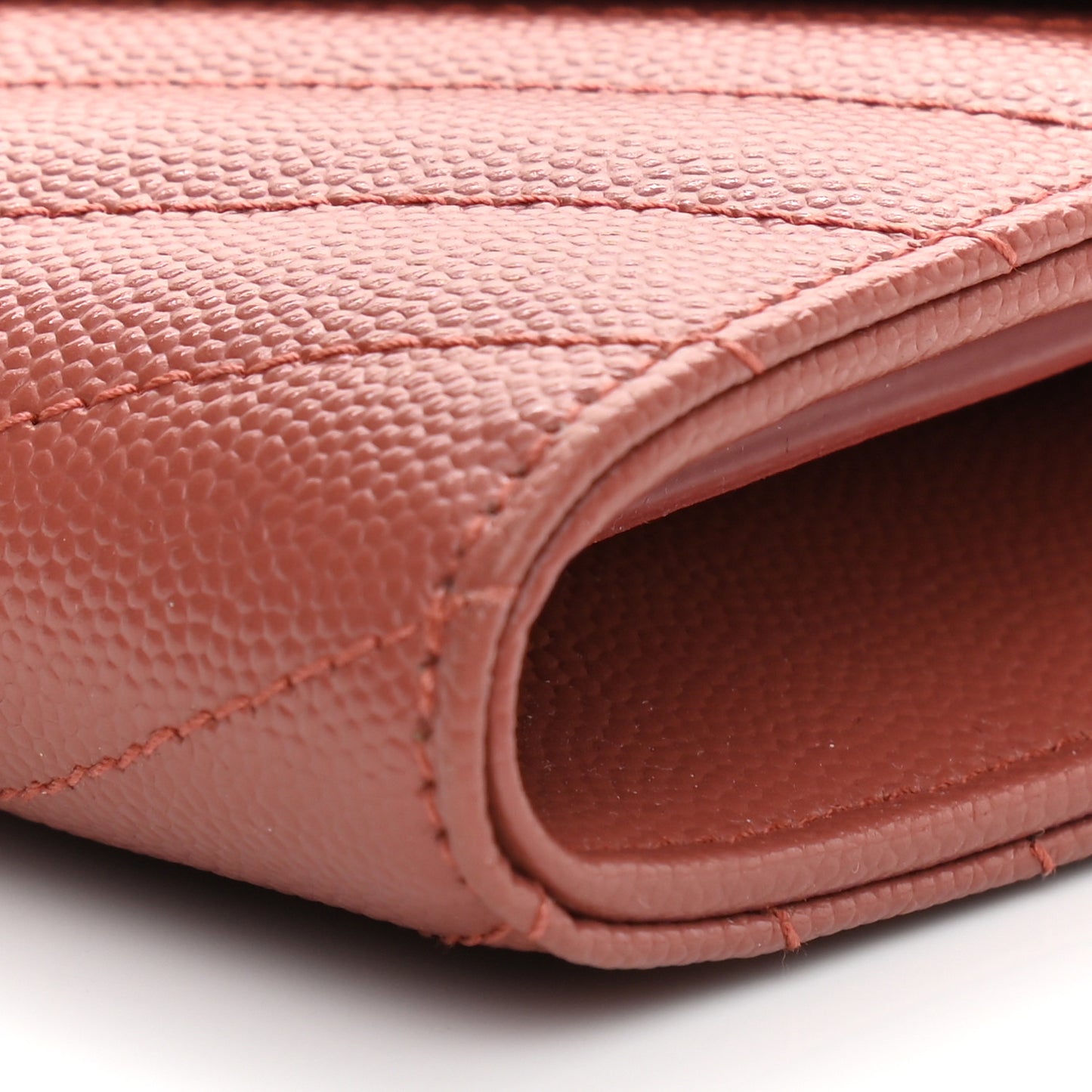 Grain De Poudre Matelasse Chevron Small Monogram Chain Wallet Blush Fonce