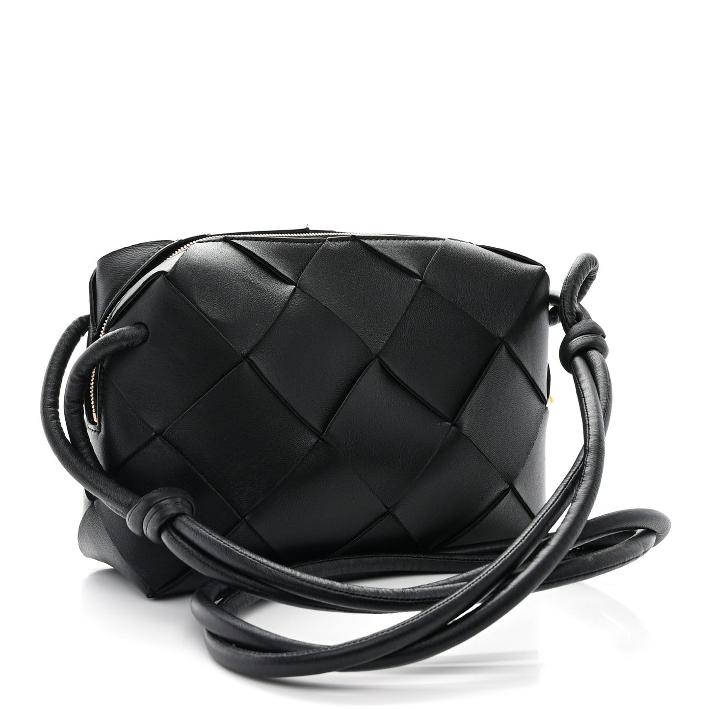 Lambskin Maxi Intrecciato Small Cassette Camera Bag Black