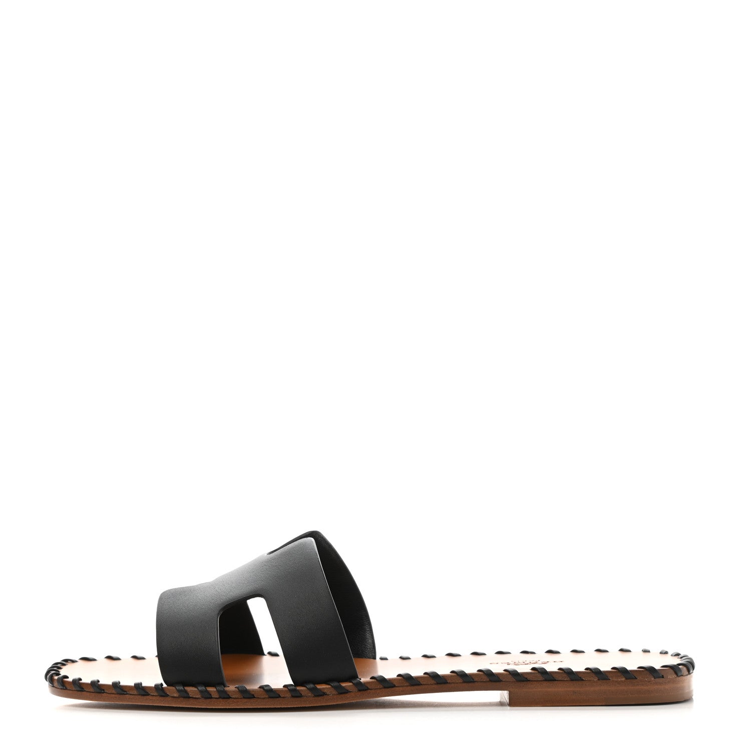 Hermes Box Calfskin Braided Oran Sandals 38 Black 1 of 10