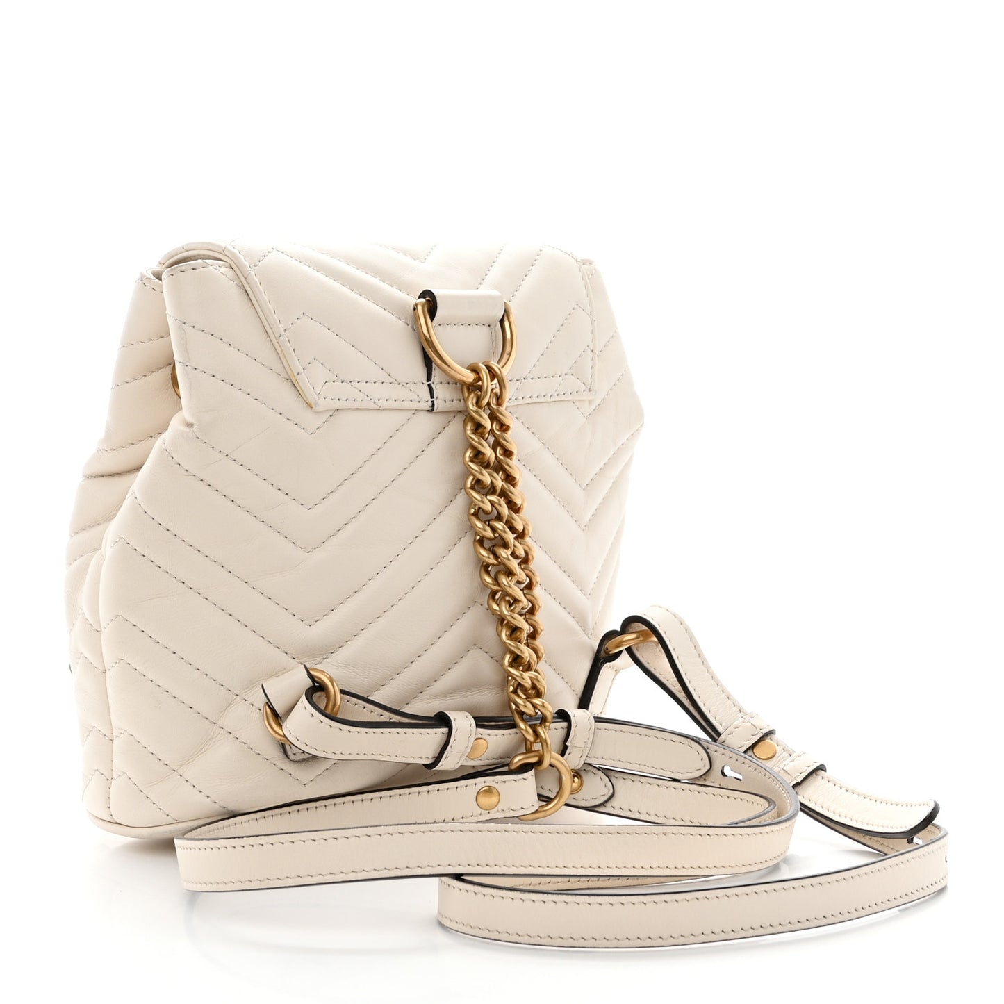 Calfskin Matelasse GG Marmont Flap Backpack White