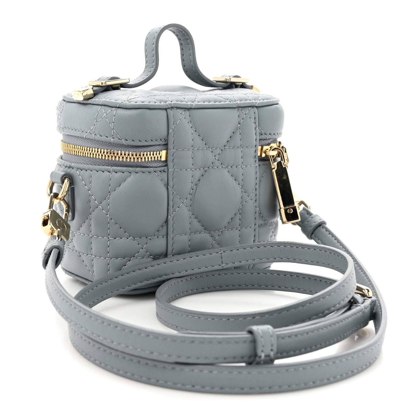 Lambskin Cannage Micro Lady Dior Vanity Case Cloud Blue