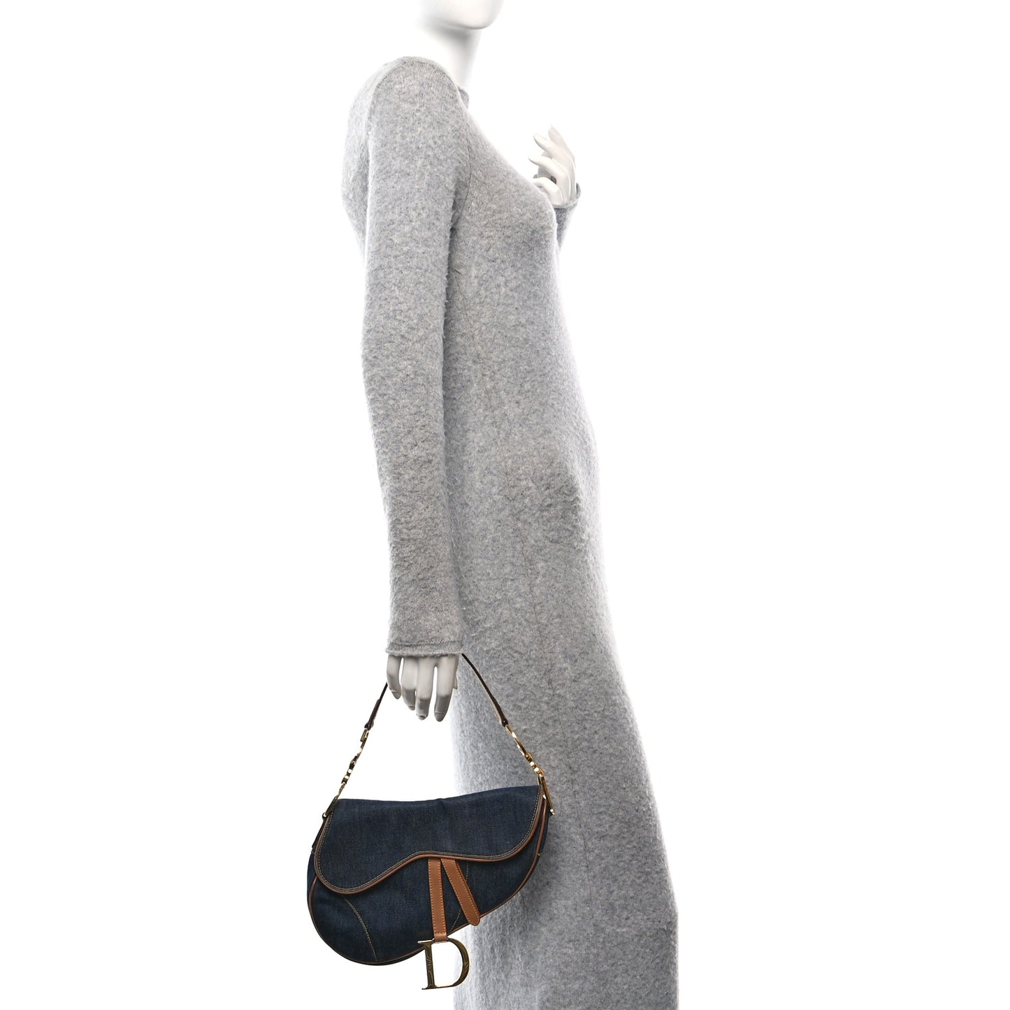 Denim Calfskin Saddle Bag Blue