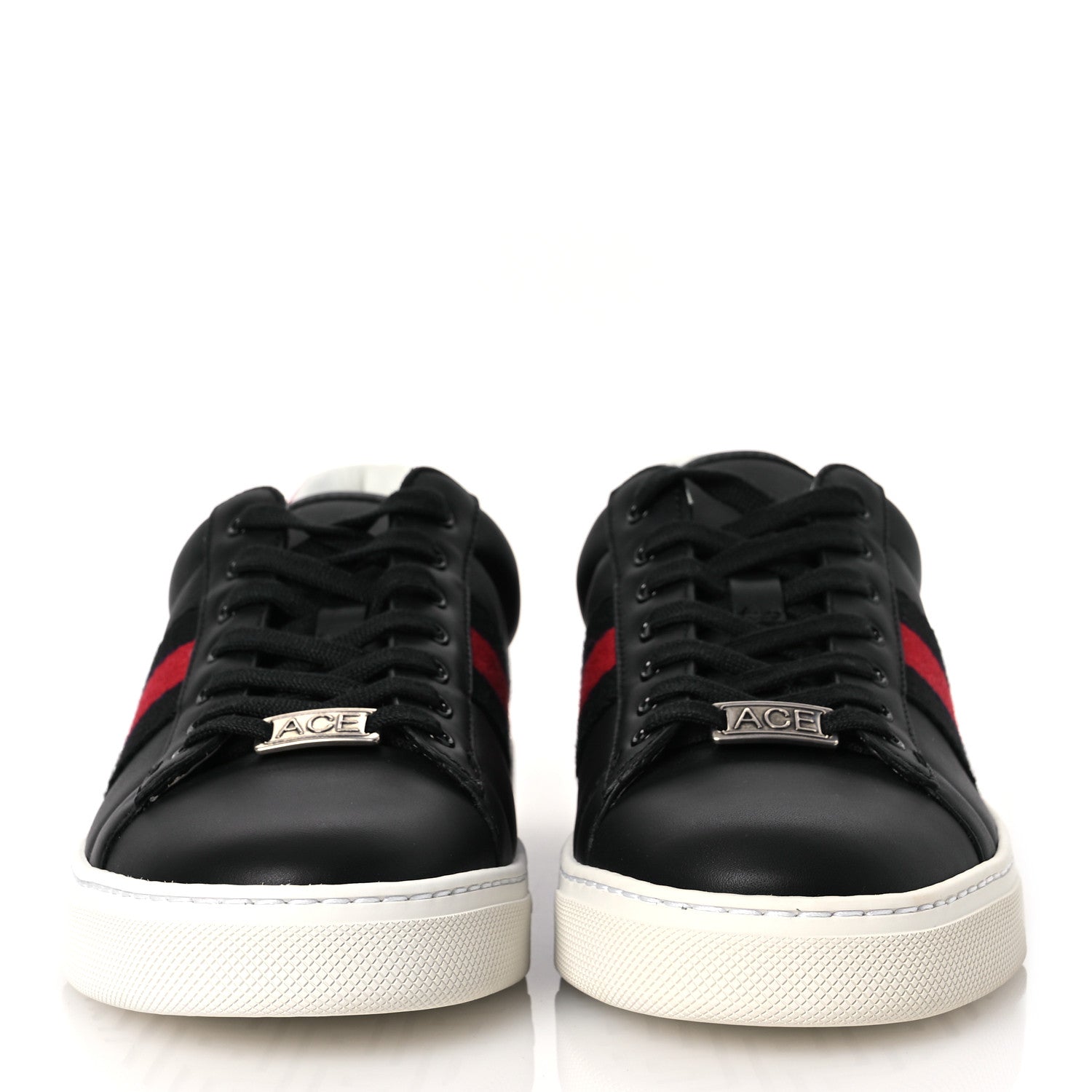 Gucci Calfskin Crocodile Web Mens Ace Sneakers 37.5 Black Red 3 of 11