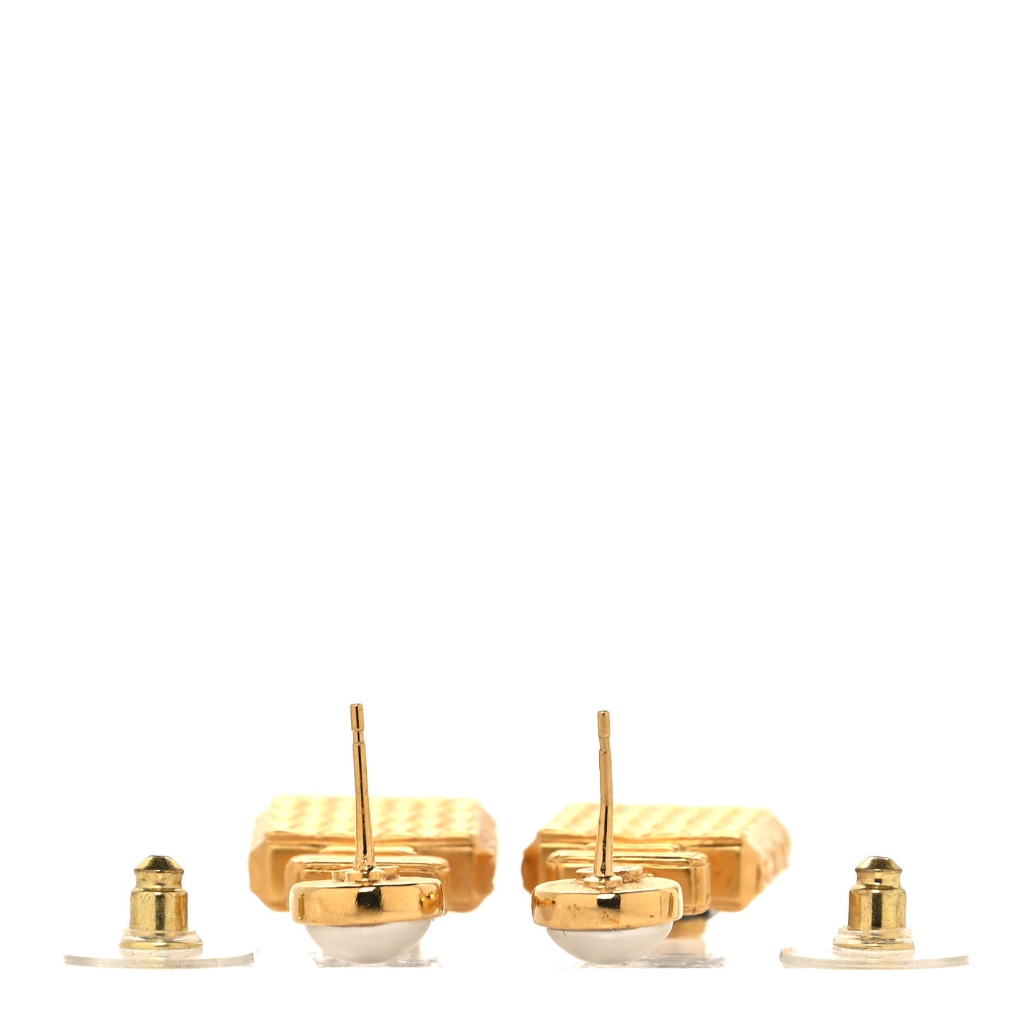 Crystal Pearl CC Perfume Bottle Drop Earrings Gold