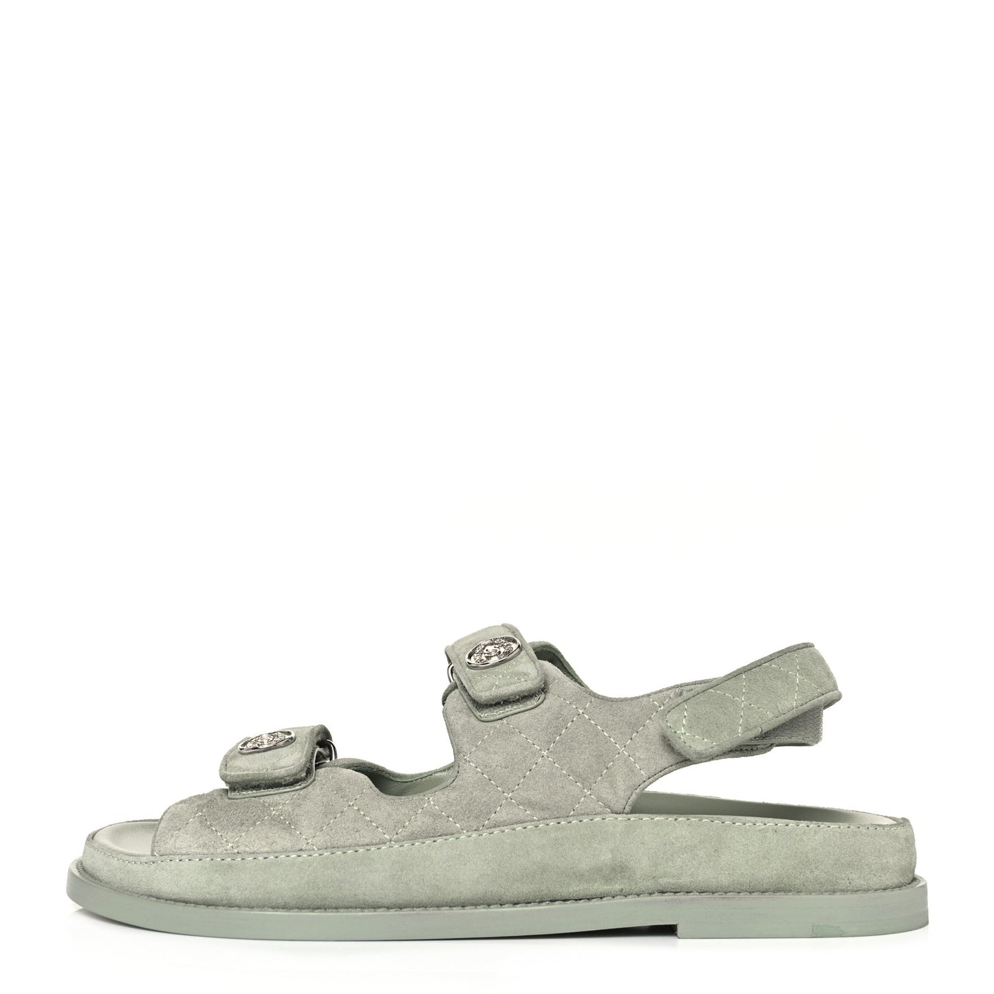Suede Calfskin Velcro Dad Sandals 40.5 Light Green