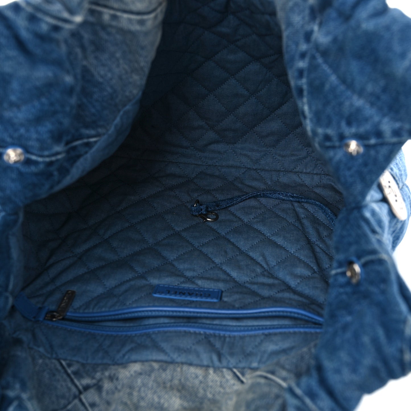 Denim Quilted Chanel 22 Blue