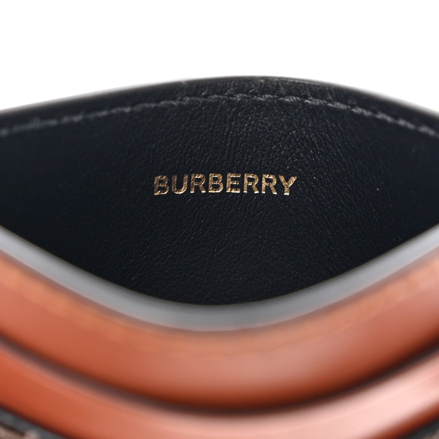 E-Canvas Monogram Stripe Card Case Bridle Brown