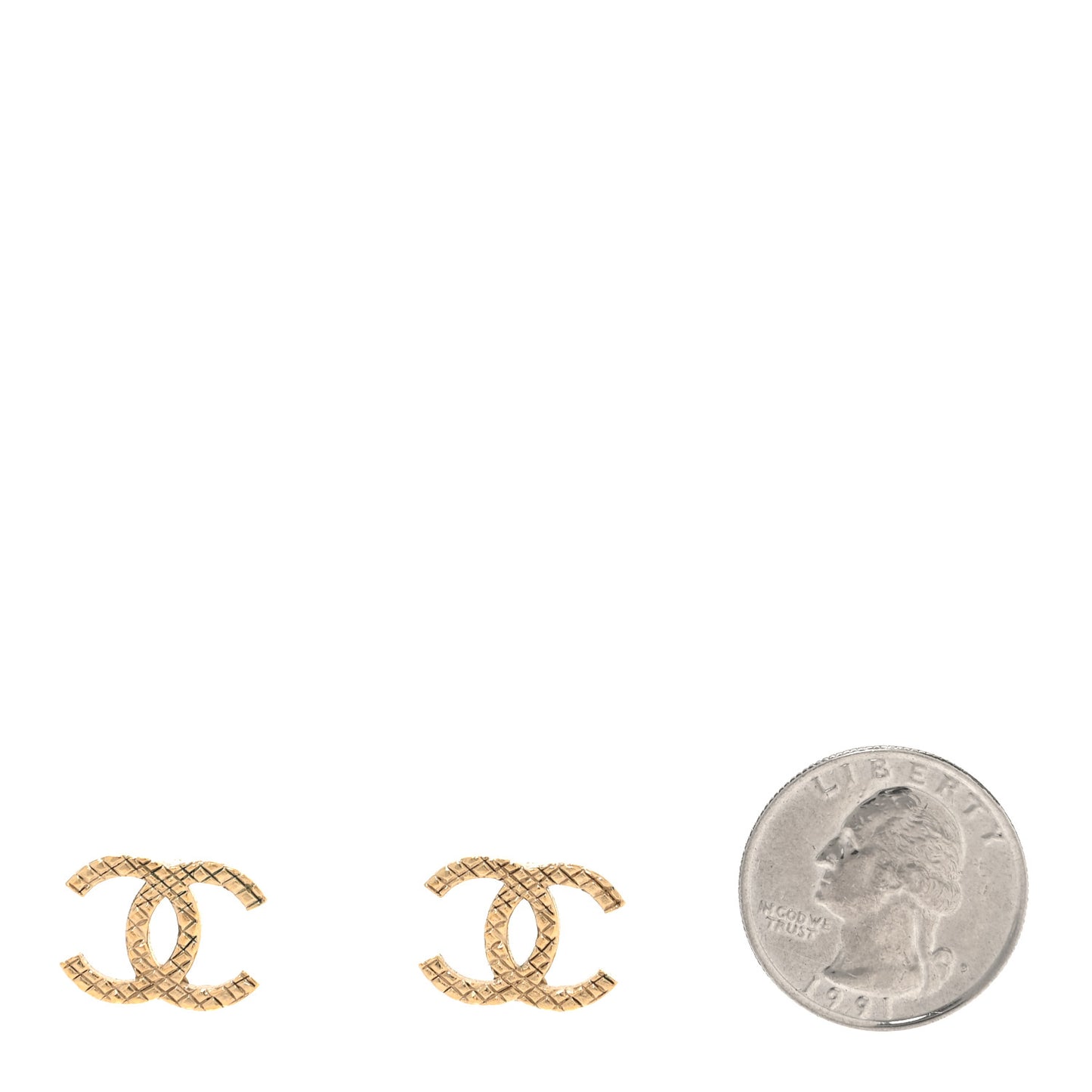 Quilted CC Earrings Gold