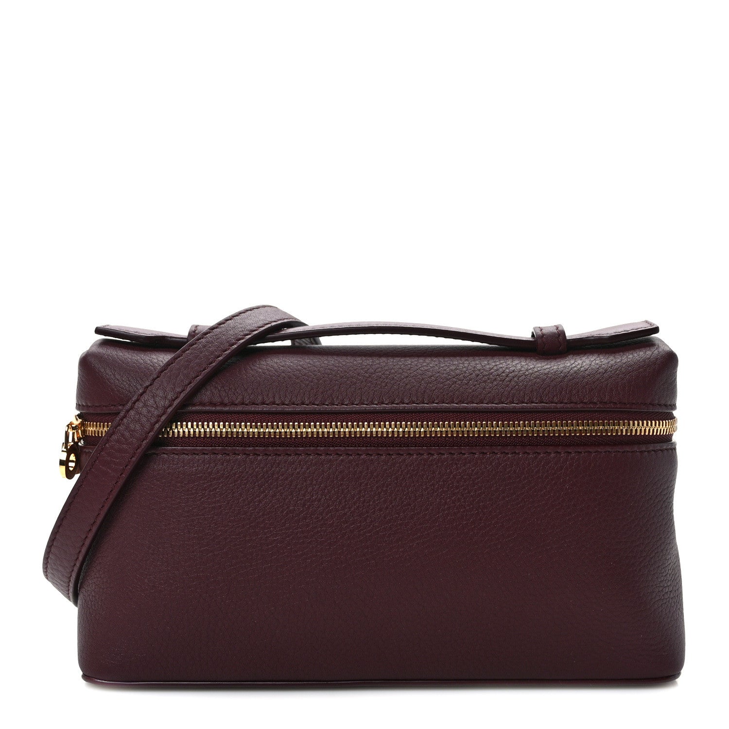 Loro Piana Grained Calfskin L19 Extra Pocket Pouch Azuki Beans