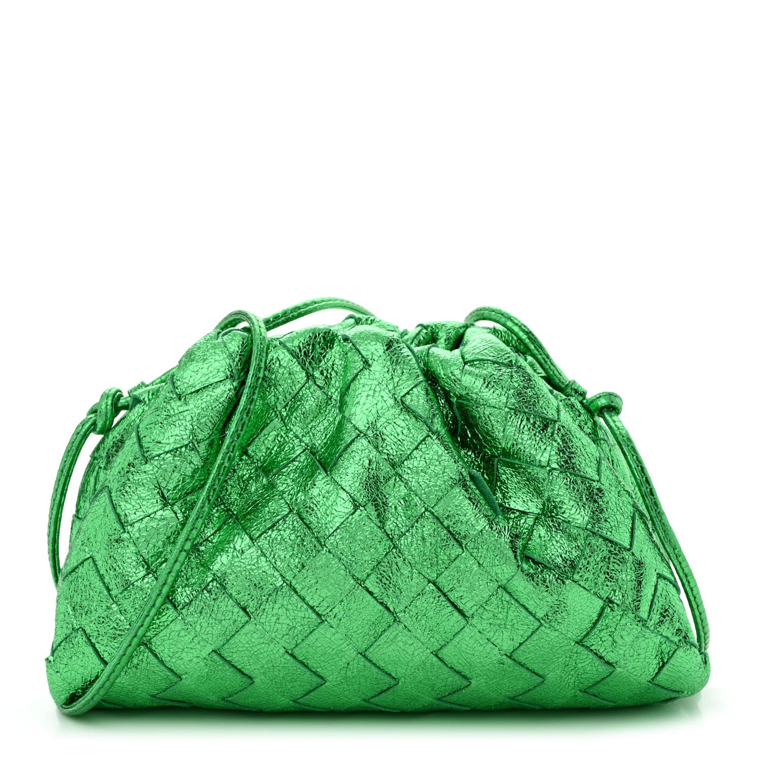 Bottega Veneta Metallic Nappa Intrecciato The Mini Pouch Parakeet