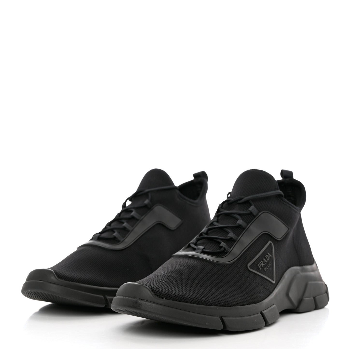 Knit Fabric Logo Mens Running Sneakers 8 Black
