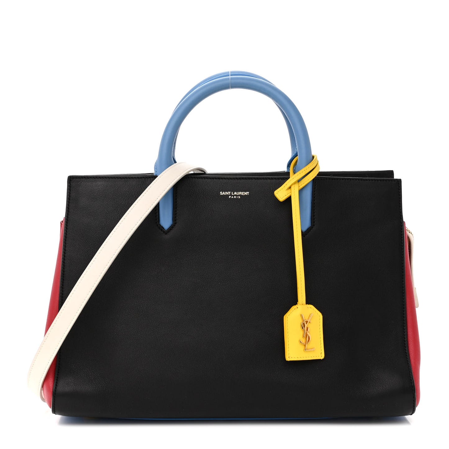 Calfskin Small Cabas Rive Gauche Bag Black Red Yellow White