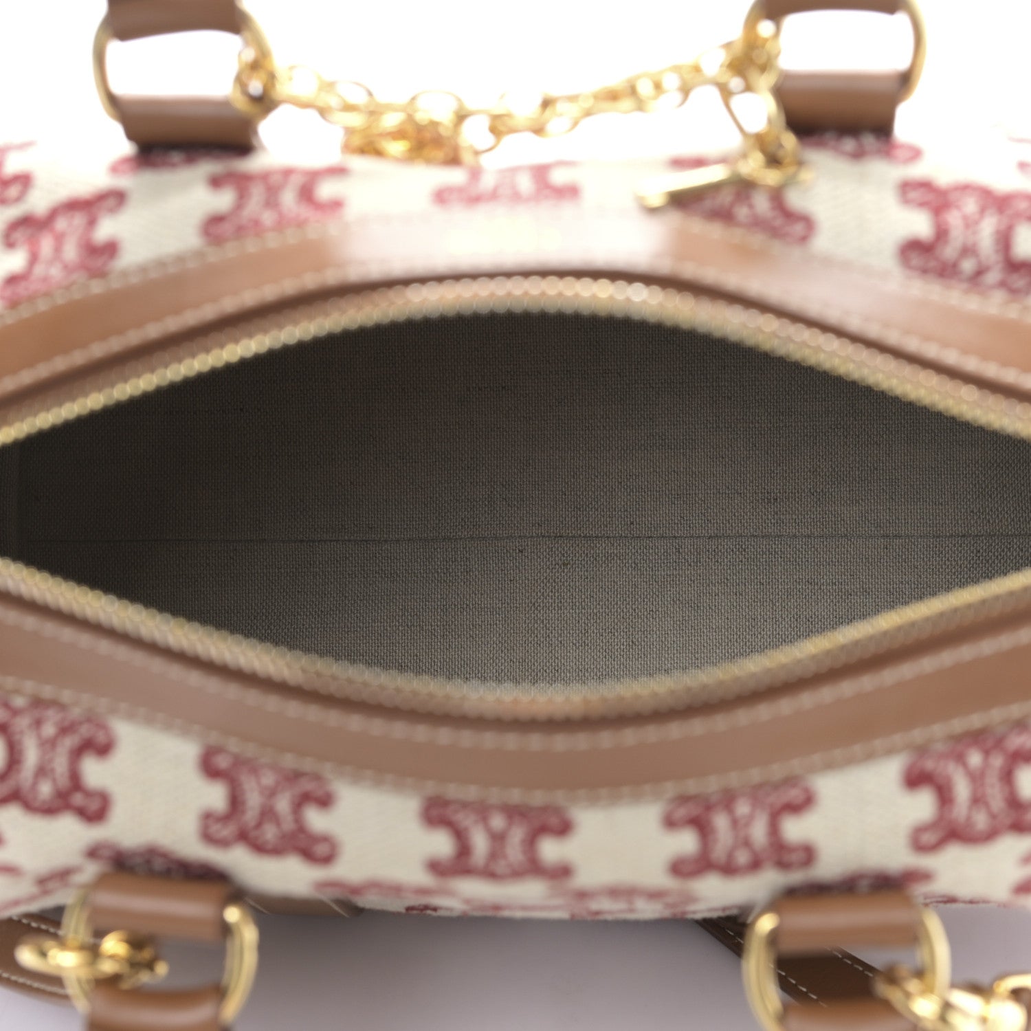 Celine Triomphe Textile Calfskin Small Boston Bag Red 5 of 9