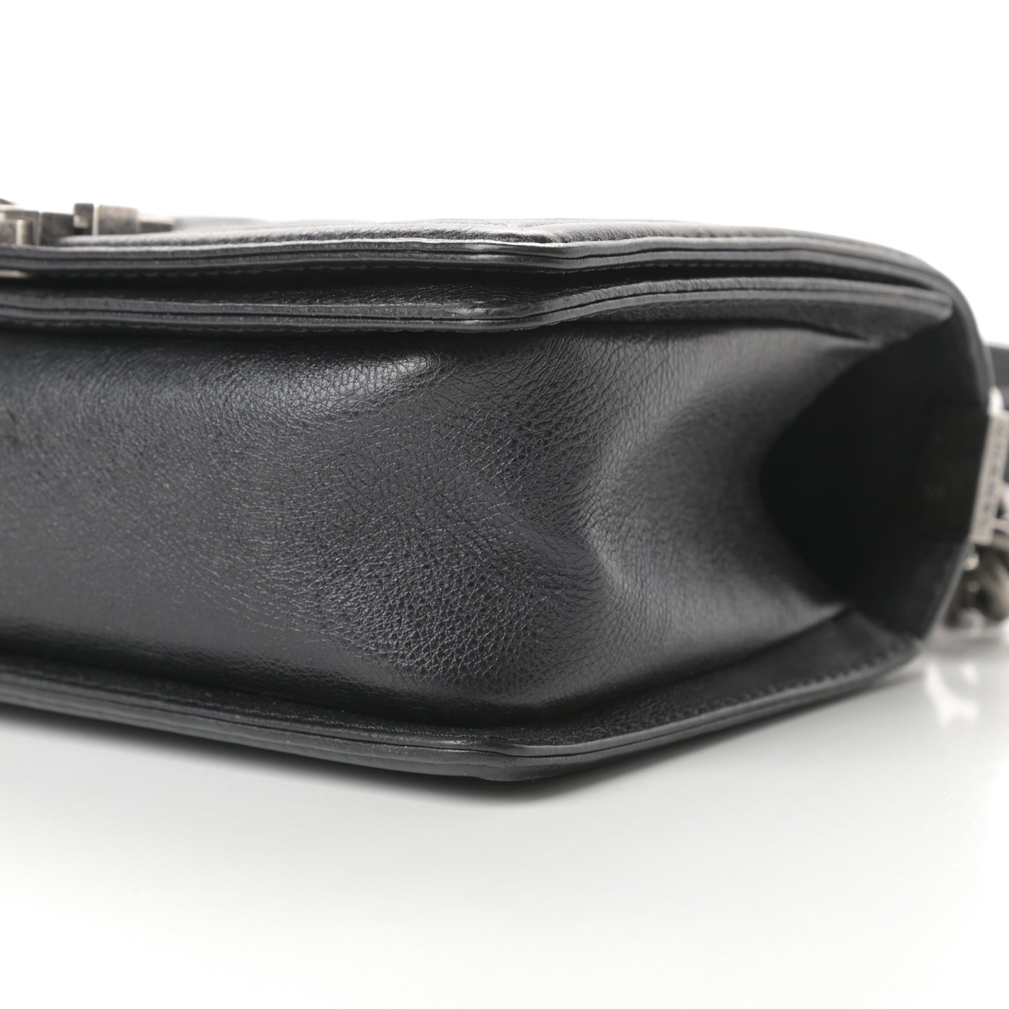 Metallic Calfskin Quilted Medium Boy Flap Black