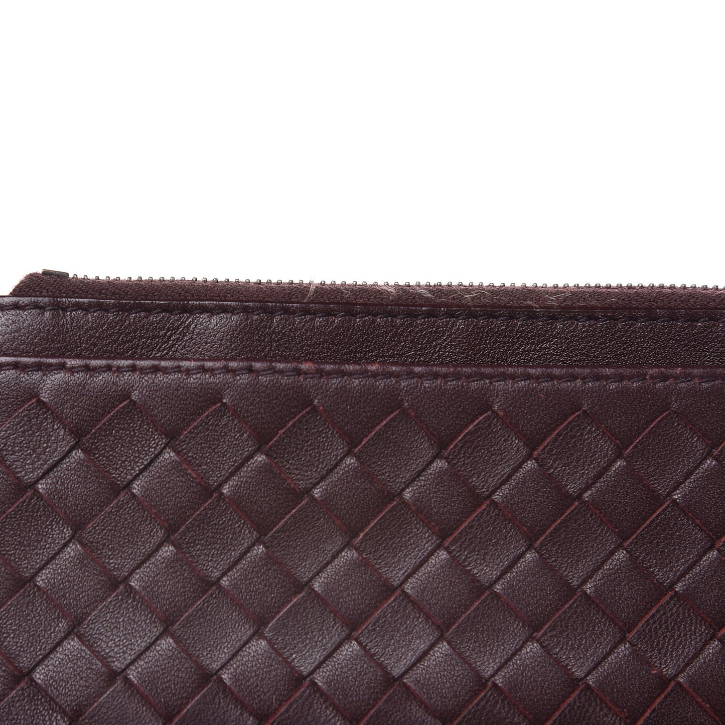 Nappa Intrecciato Zip Card Case Dark Barolo China Red