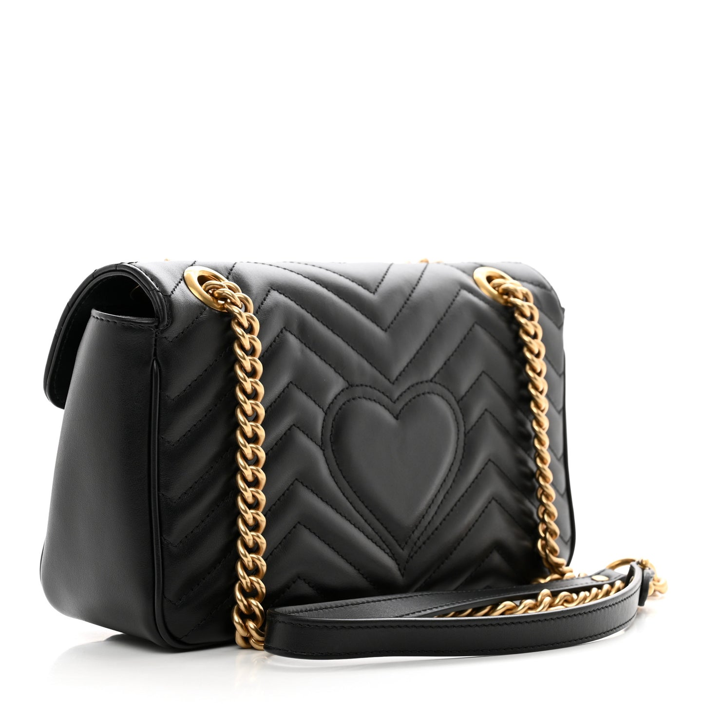 Calfskin Matelasse Small GG Marmont Shoulder Bag Black