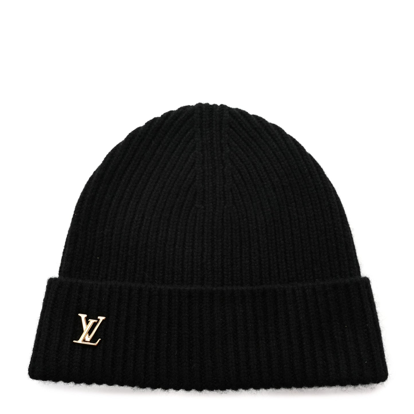 Cashmere Ribbed LV Spark Beanie Black