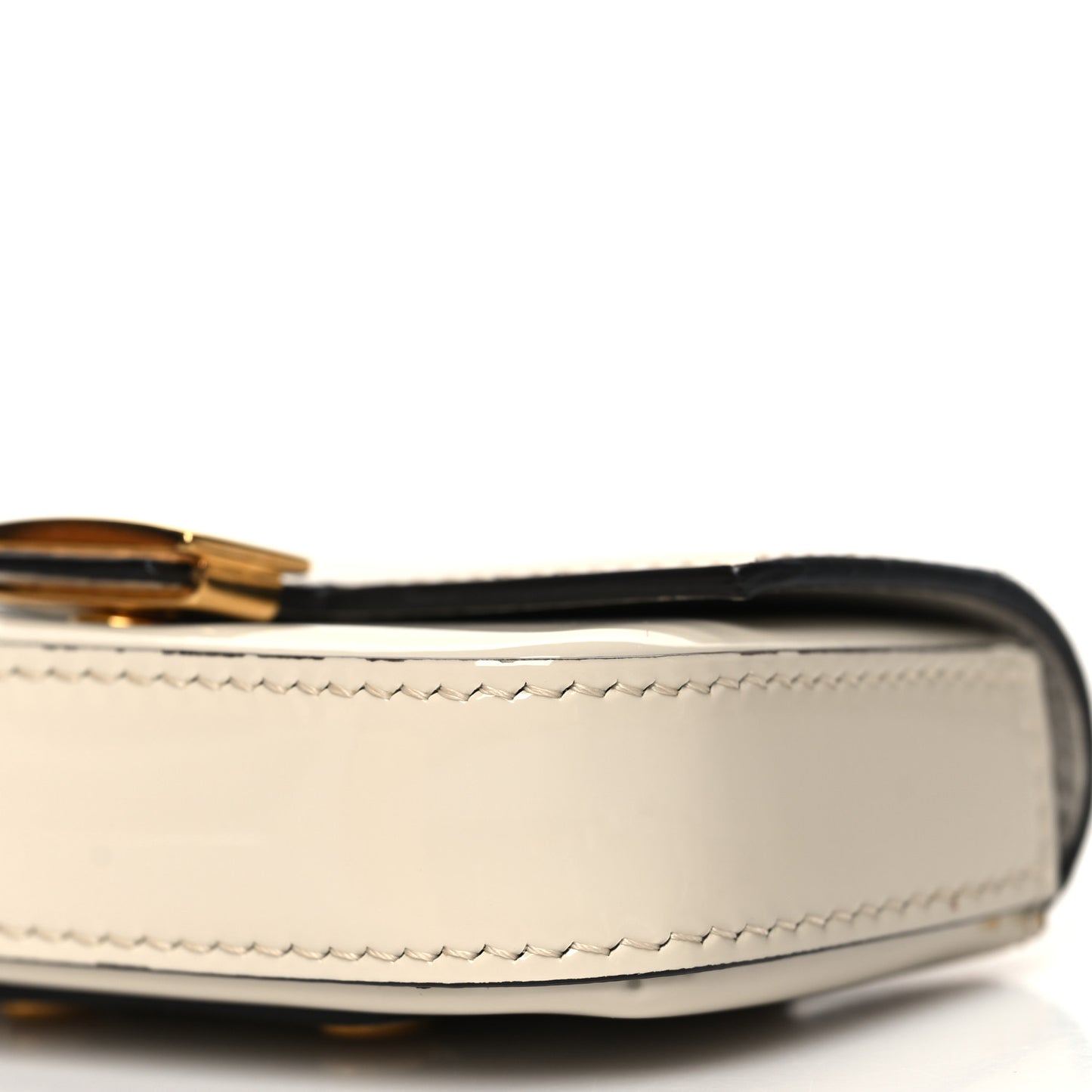 Vitello Vernice Mou Nano Baguette Belt Charm Latte