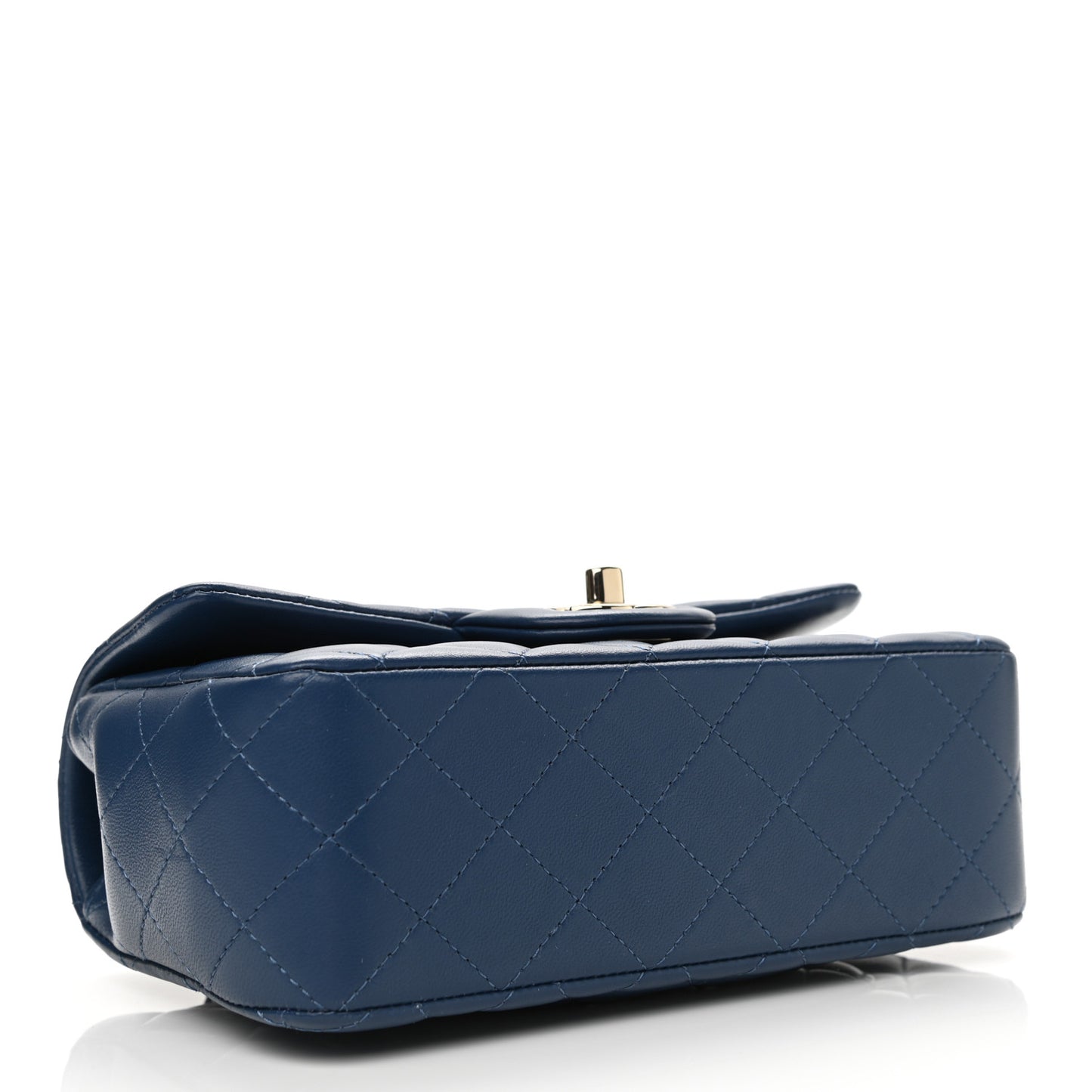 Lambskin Quilted Mini Top Handle Rectangular Flap Dark Blue