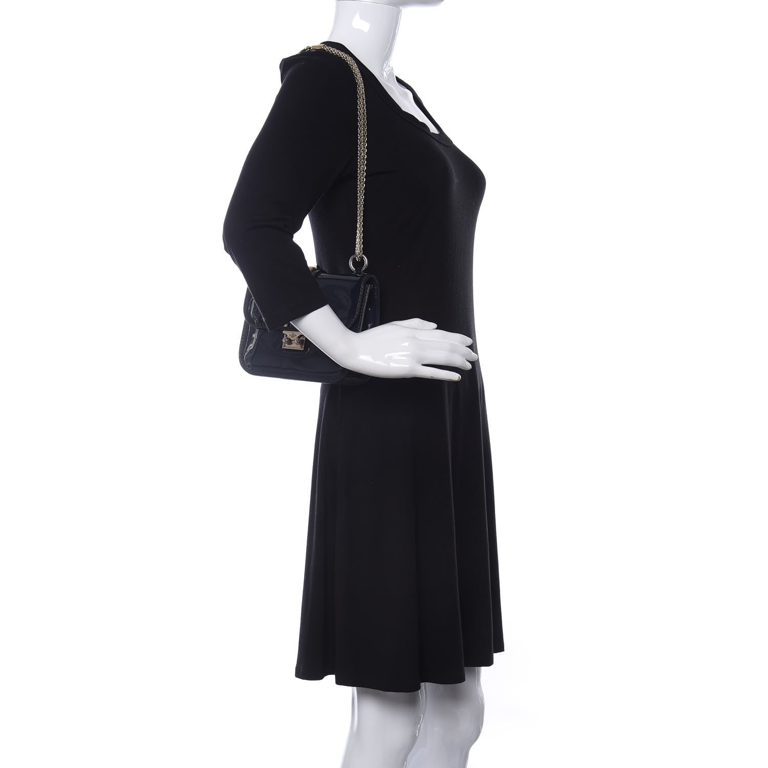 Valentino Garavani Patent Small Glam Lock Rockstud Flap Marine 2 of 10