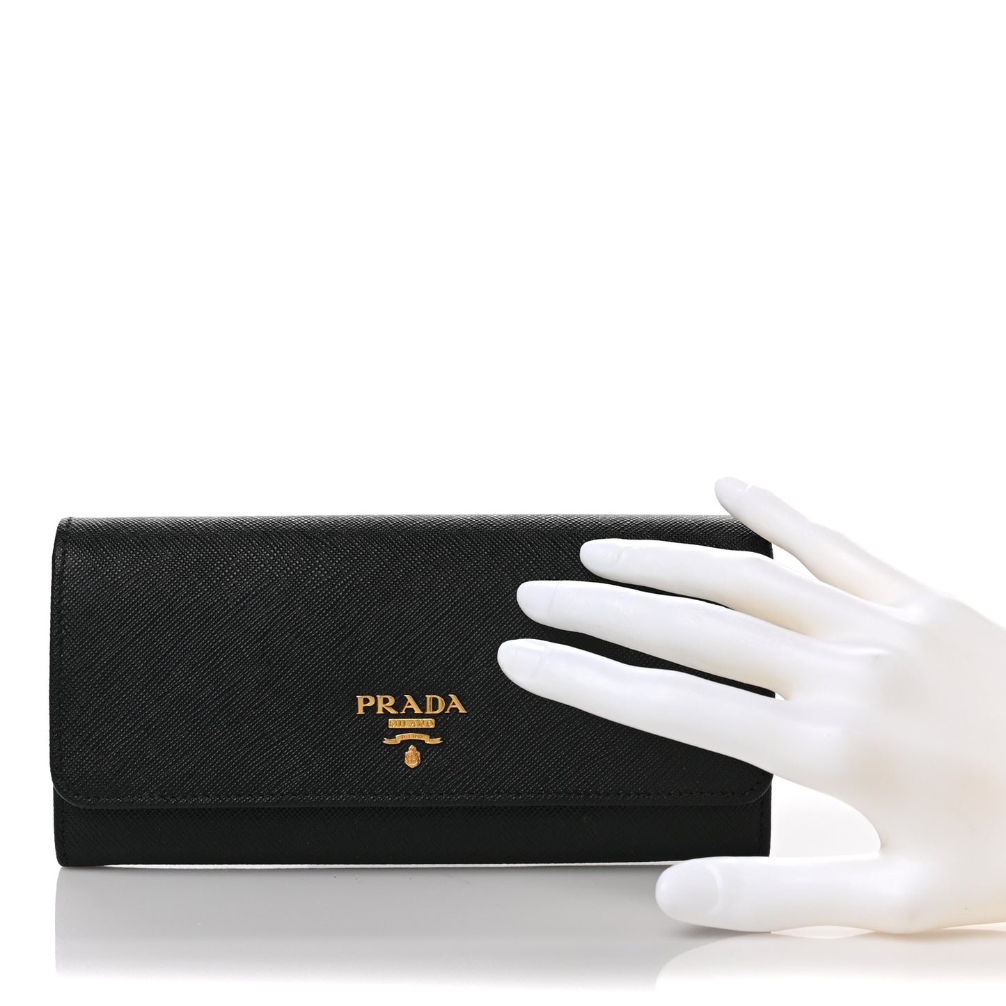 Saffiano Continental Flap Wallet Black Ibisco