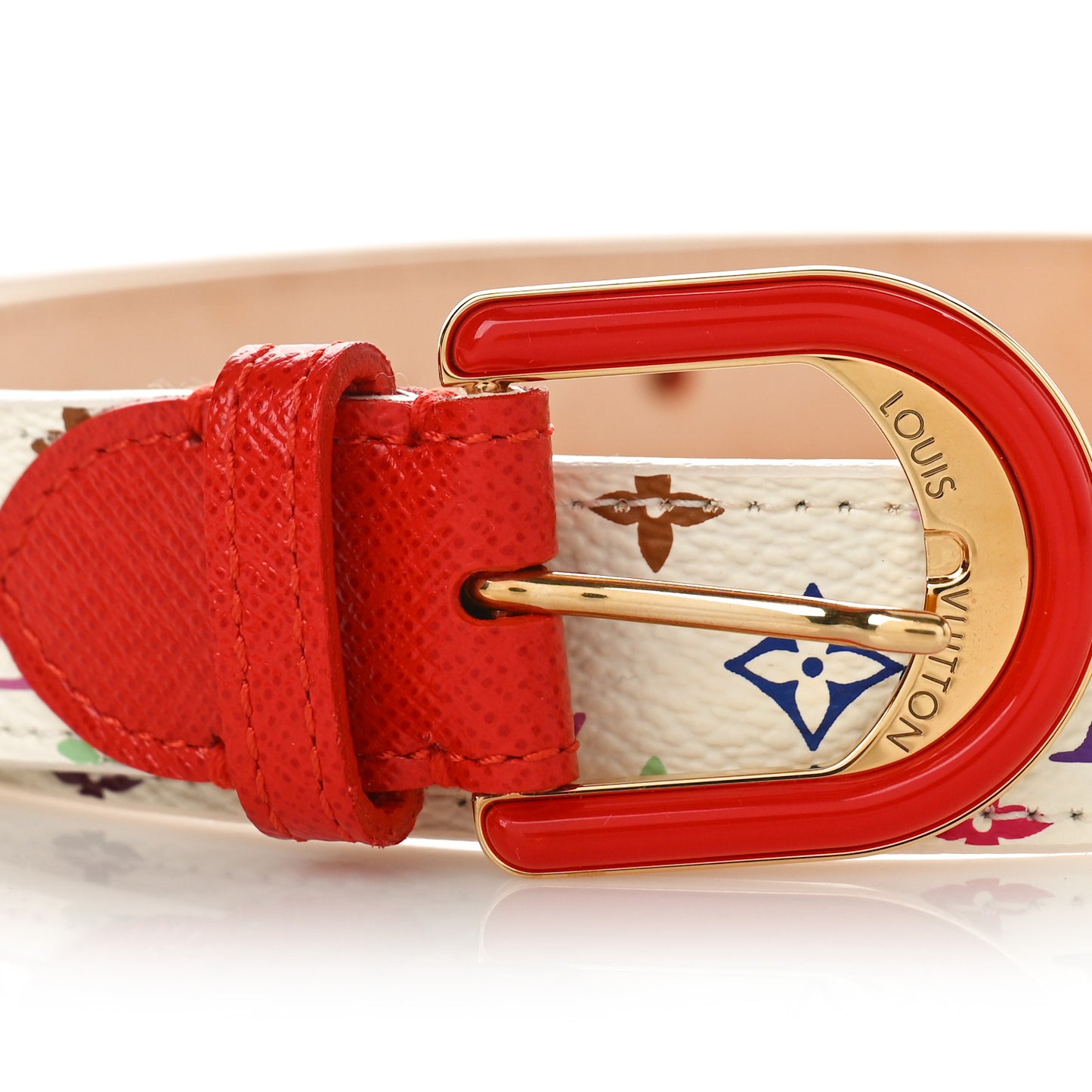 Monogram Multicolor Belt 80 32 White Red