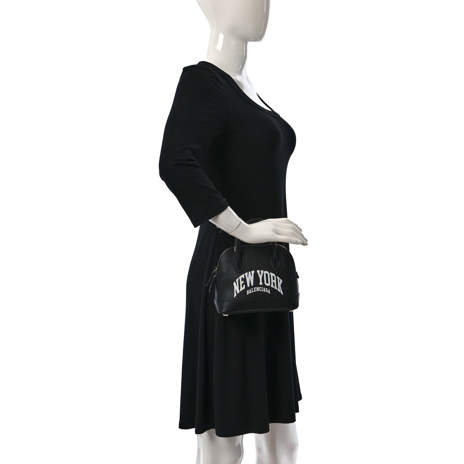 Balenciaga Grained Calfskin City Logo XXS Ville Top Handle Bag Black White 2 of 9