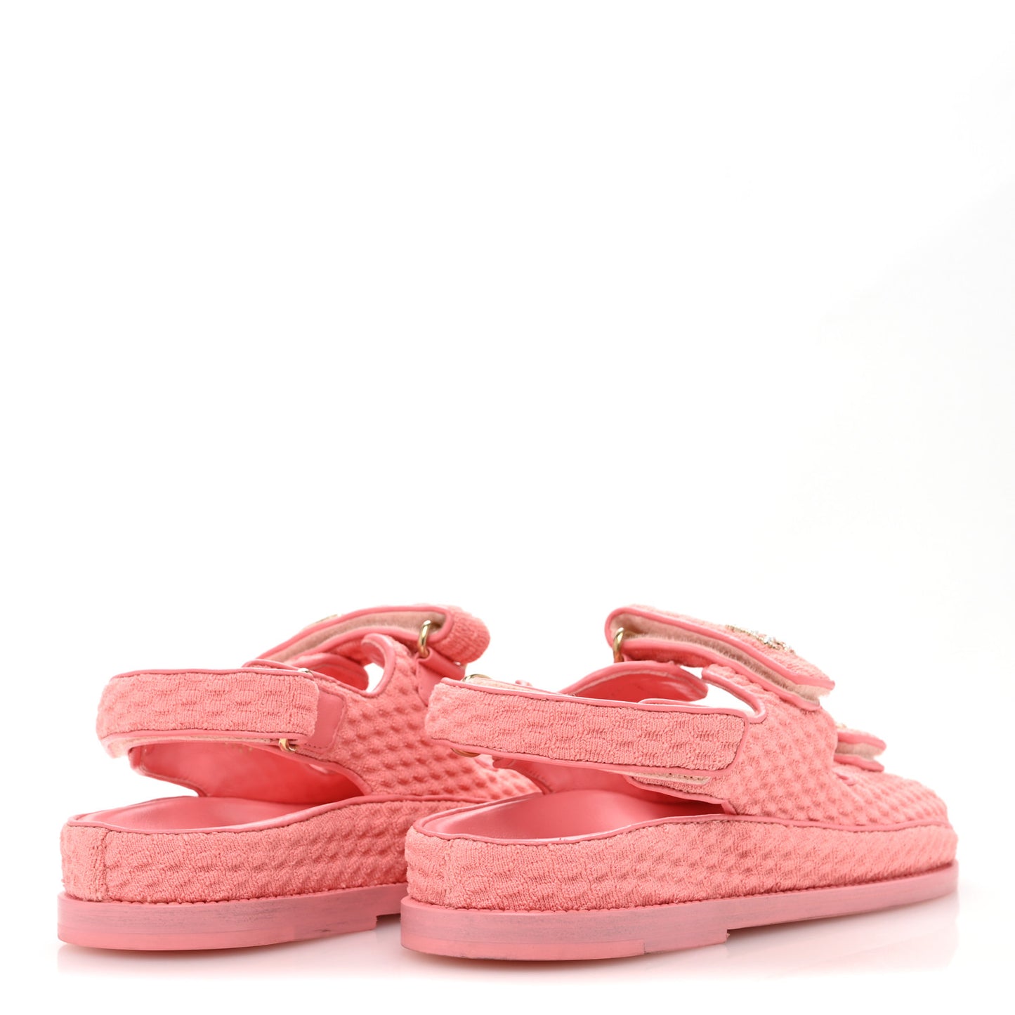 Knit Fabric Velcro Dad Sandals 38 Coral