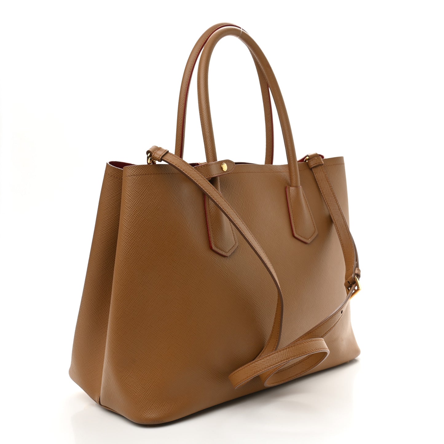 Saffiano Cuir Large Double Bag Caramel Fuoco