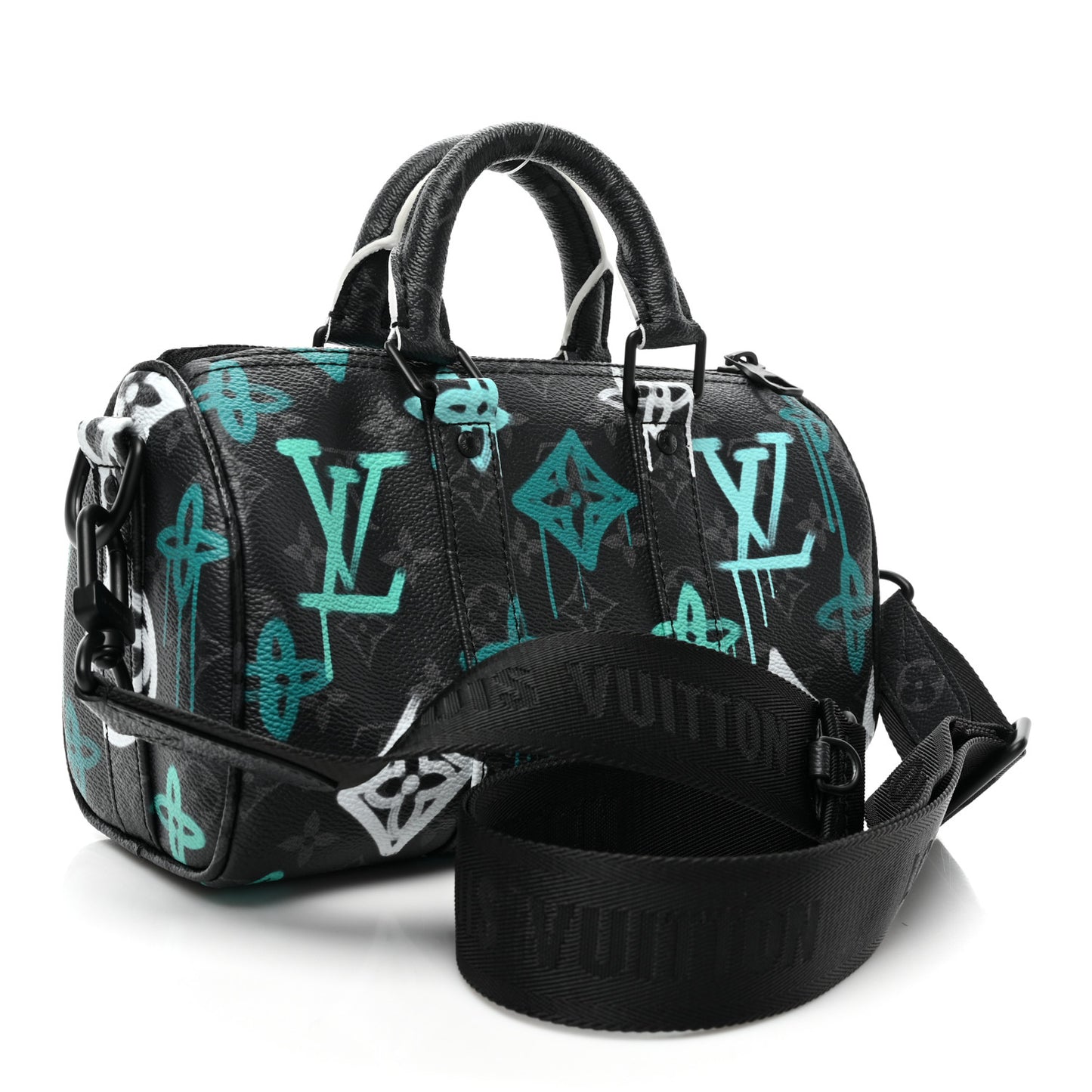Monogram Eclipse LV Graffiti Keepall Bandouliere 25 Green Lights