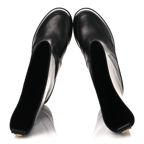 Calfskin Laureate Platform High Boots 36 Black