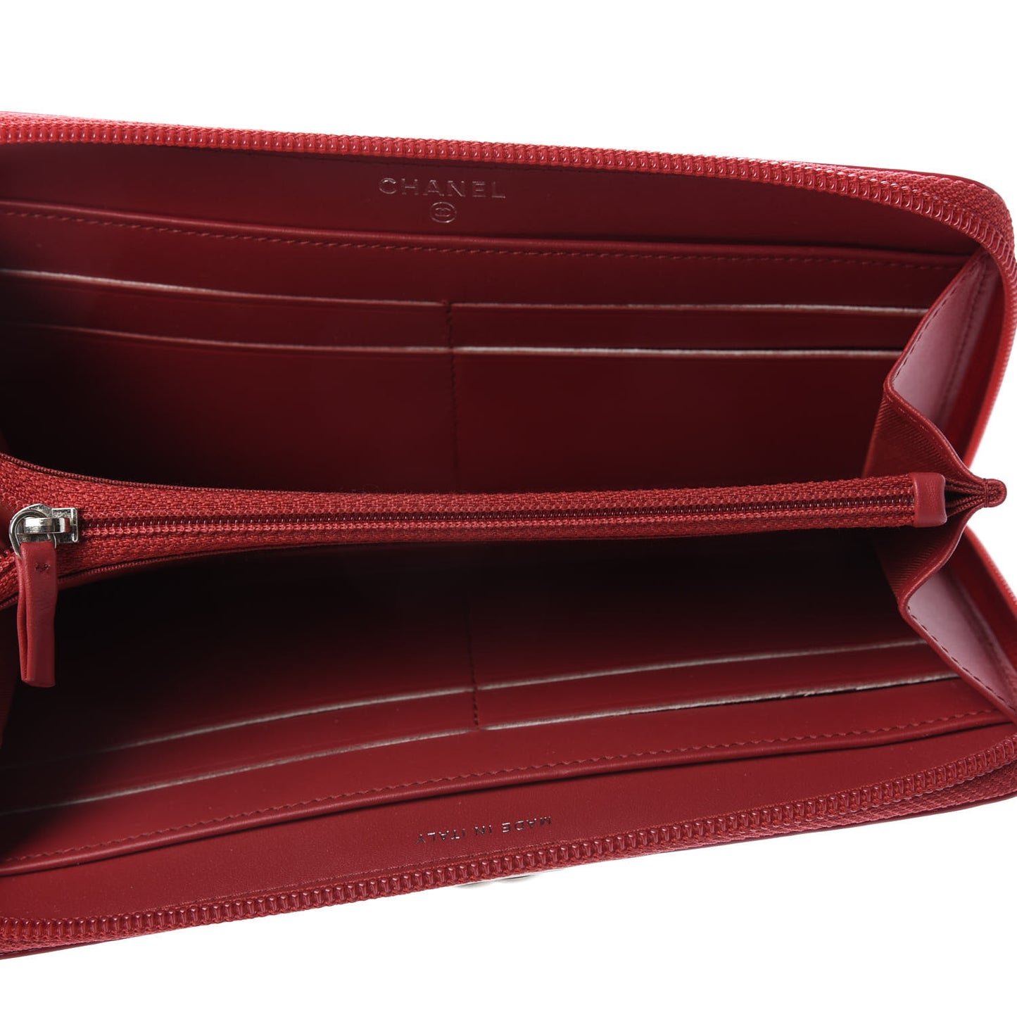 Patent Quilted Boy Zip Around Wallet Red