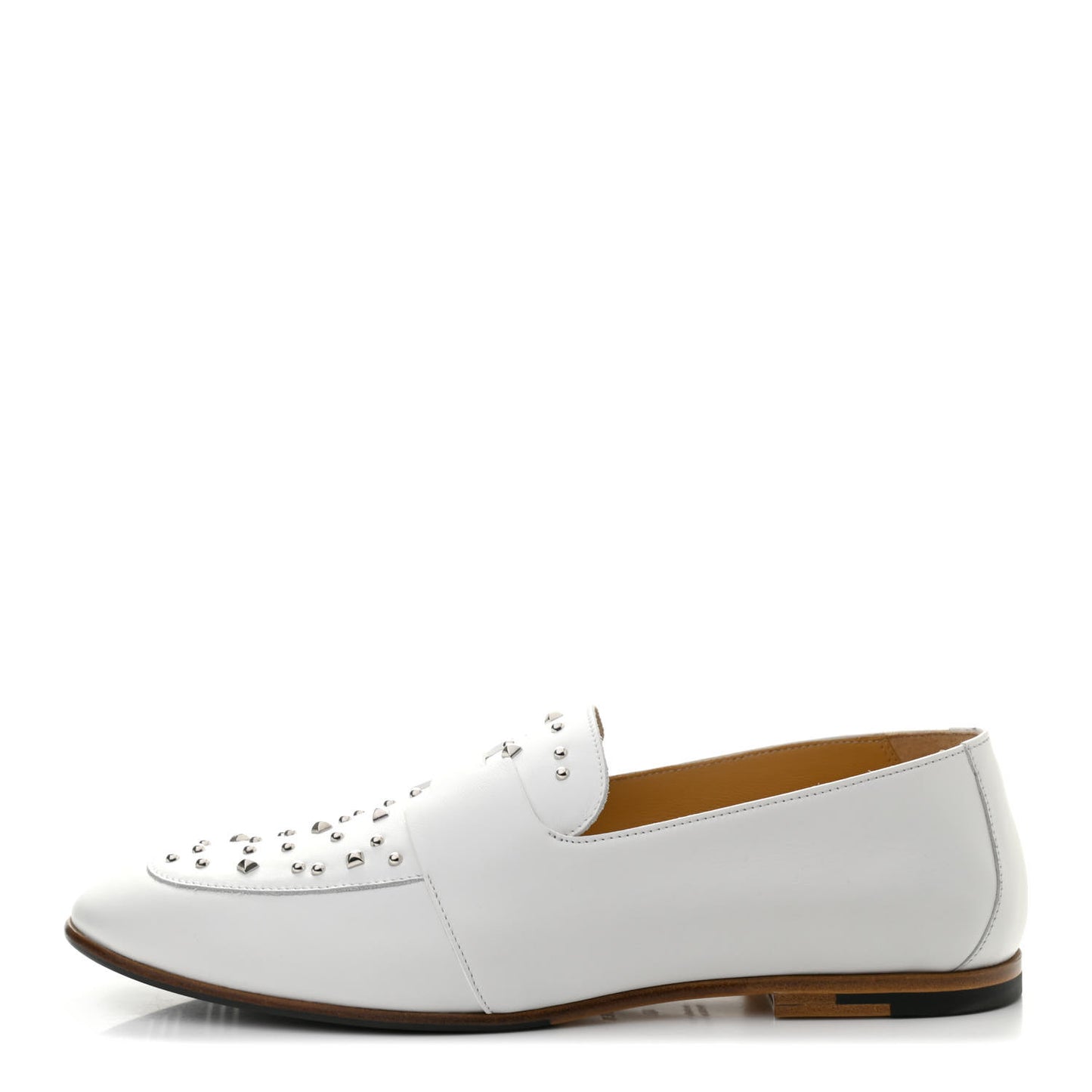 Calfskin Studded Womens Ancora Moccasin Loafers 40 White