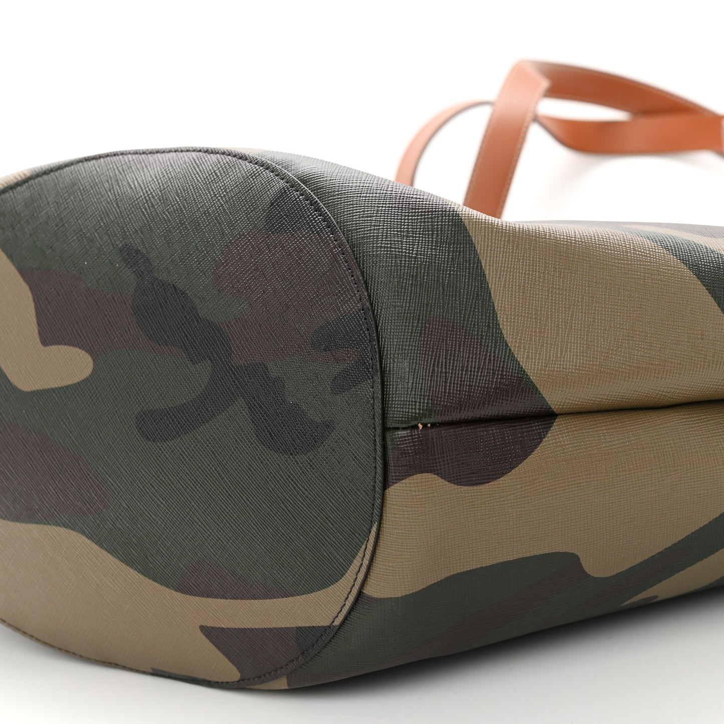 Canvas Calfskin Camouflage Large Couffin Logo Tote Khaki
