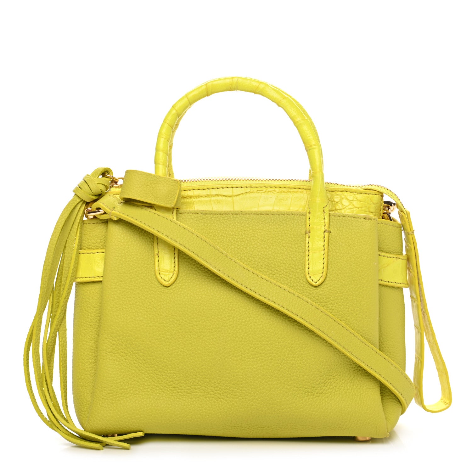 珍品'90WCイタリア・トスカーナ州Yellow Pages ツーリスト向け Nancy Gonzalez Calfskin Crocodile Mini Cristie Satchel Lime 869917