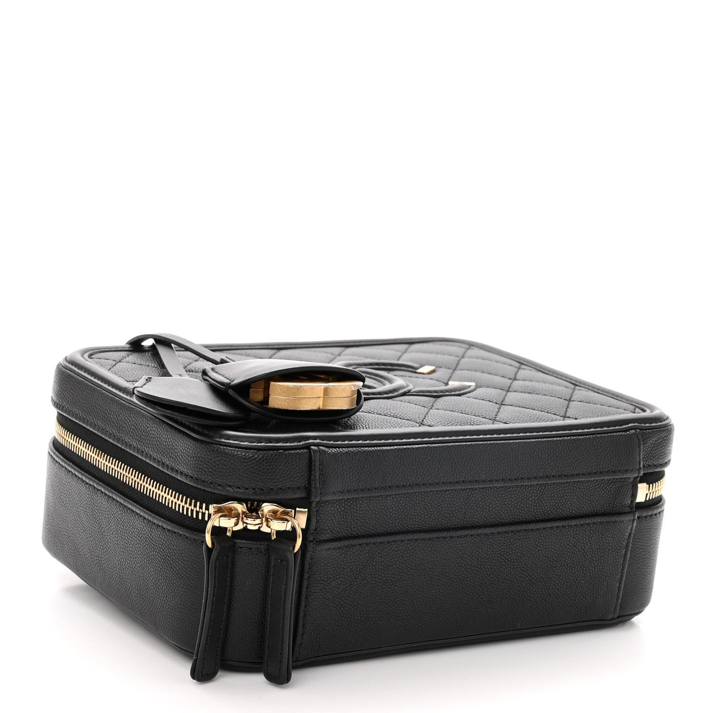 Caviar Quilted Medium CC Filigree Vanity Case Black