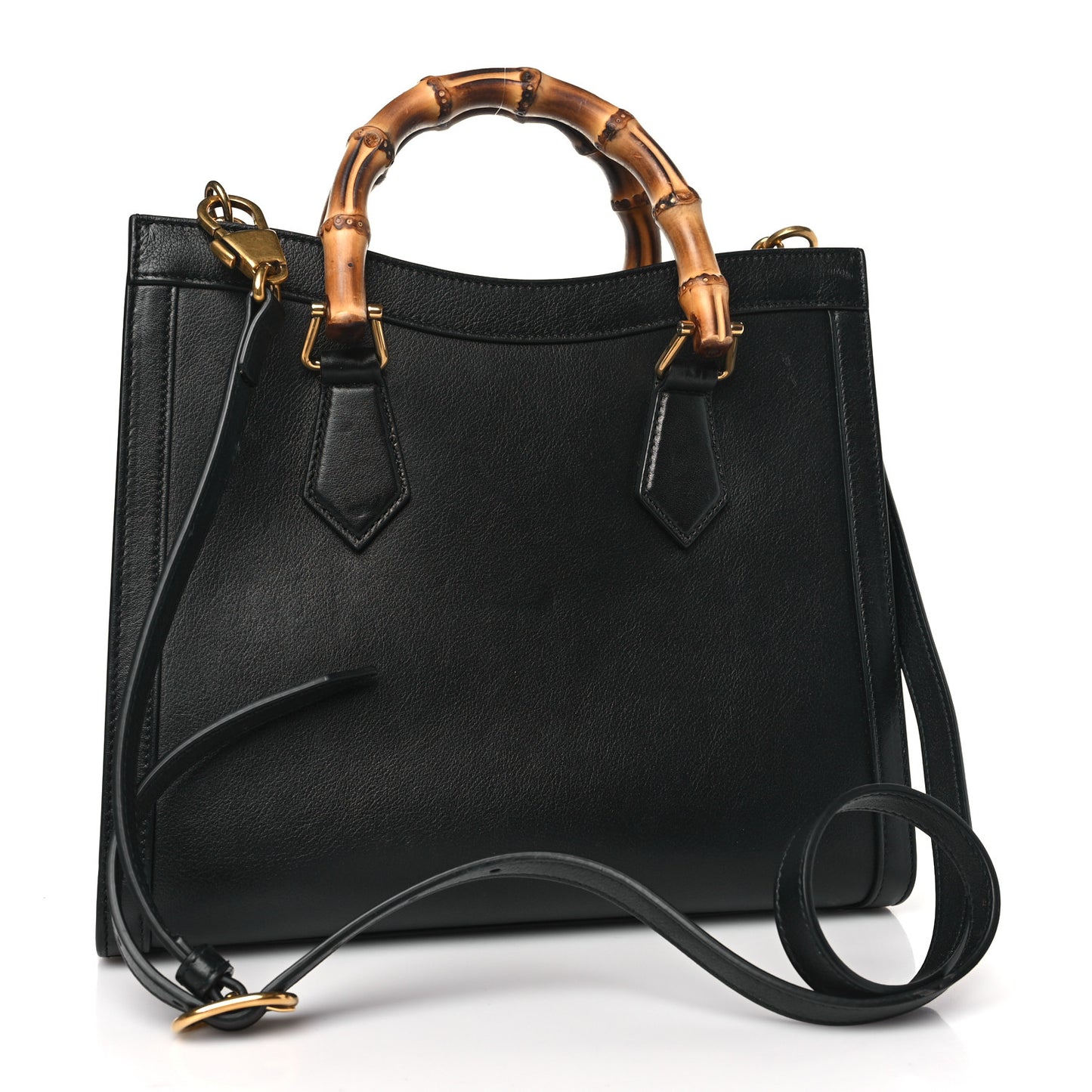 Calfskin Small Diana Tote Bag Black Yellow Fluo