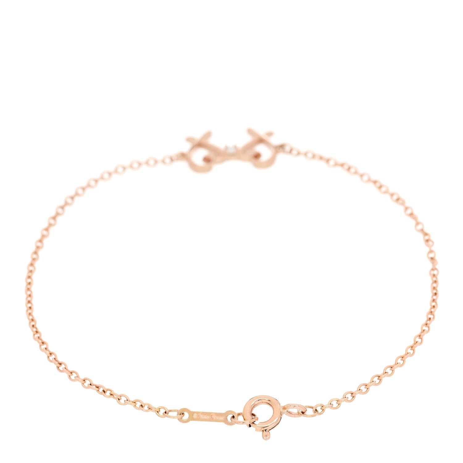 Tiffany 18K Rose Gold Diamond Double Loving Heart Bracelet 2 of 4