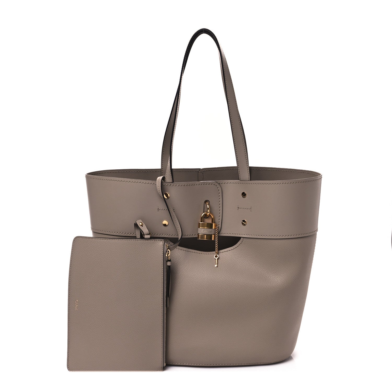 Chloe Calfskin Medium Aby Lock and Key Tote Bag Motty Grey 3 of 10