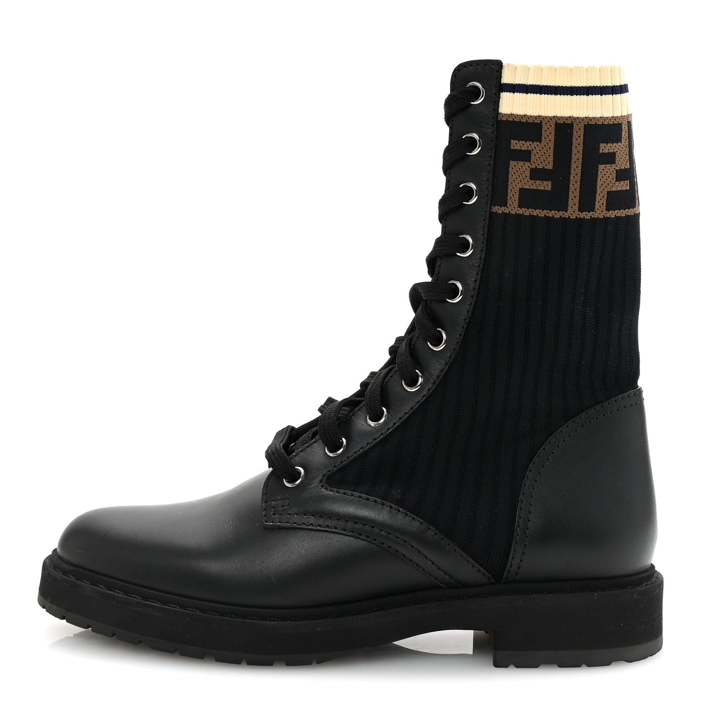 Calfskin Stretch Fabric Rockoko Biker Boots 37 Tobacco Black Marino