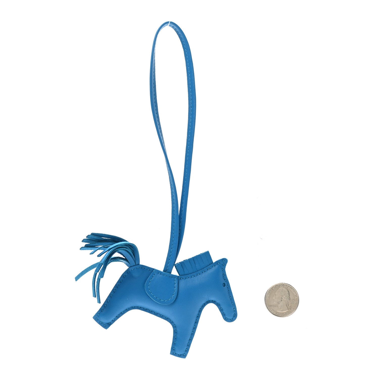 Hermes Milo Lambskin Grigri Rodeo Horse Bag Charm PM Bleu Zanzibar 2 of 3