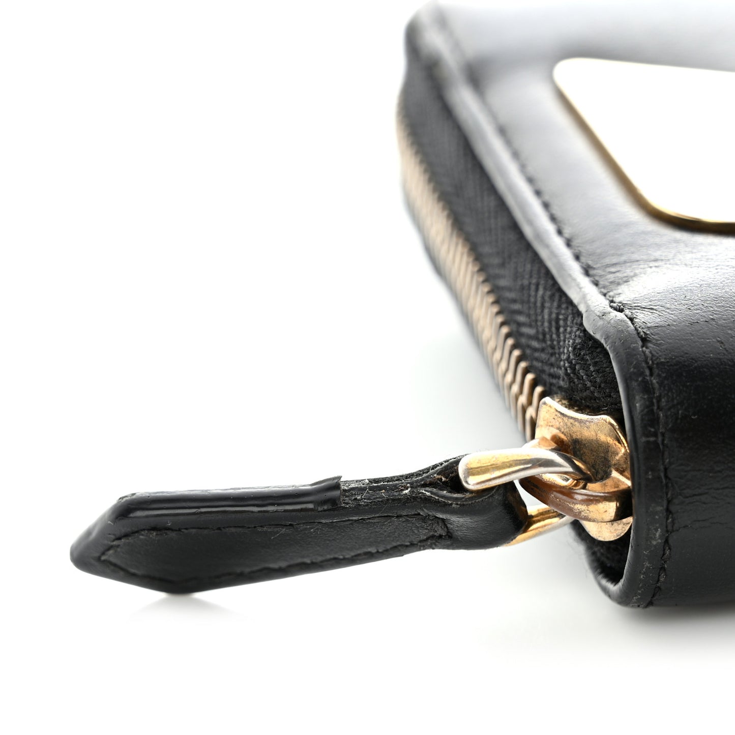 Vitello Century Metal Monster Eyes Zip Around Wallet Black