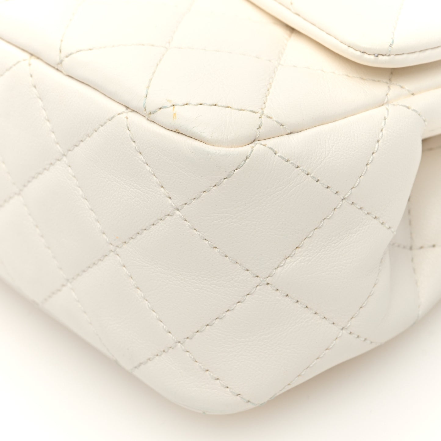 Calfskin Quilted Mini Romance Rectangular Flap White