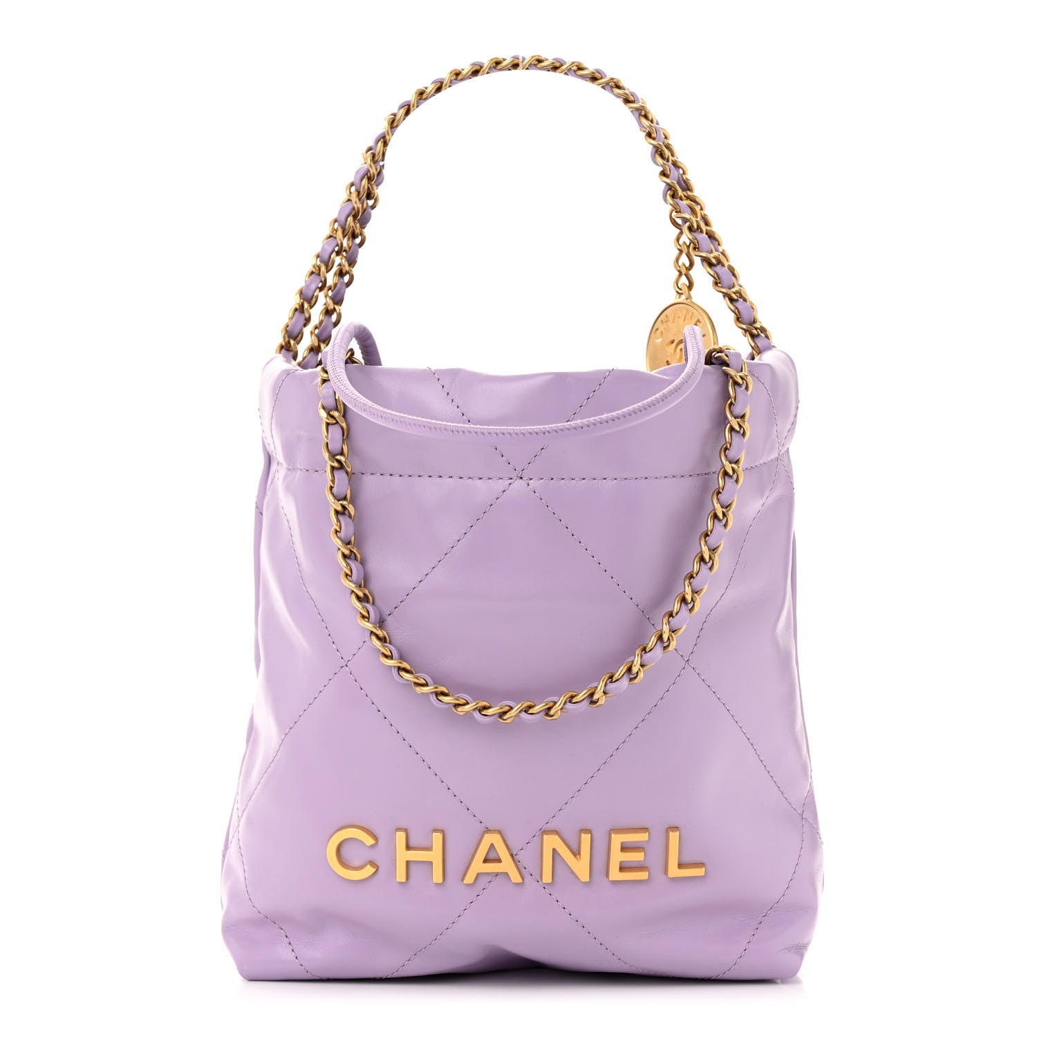 Chanel Shiny Calfskin Quilted Mini Chanel 22 Light Purple 1 of 10