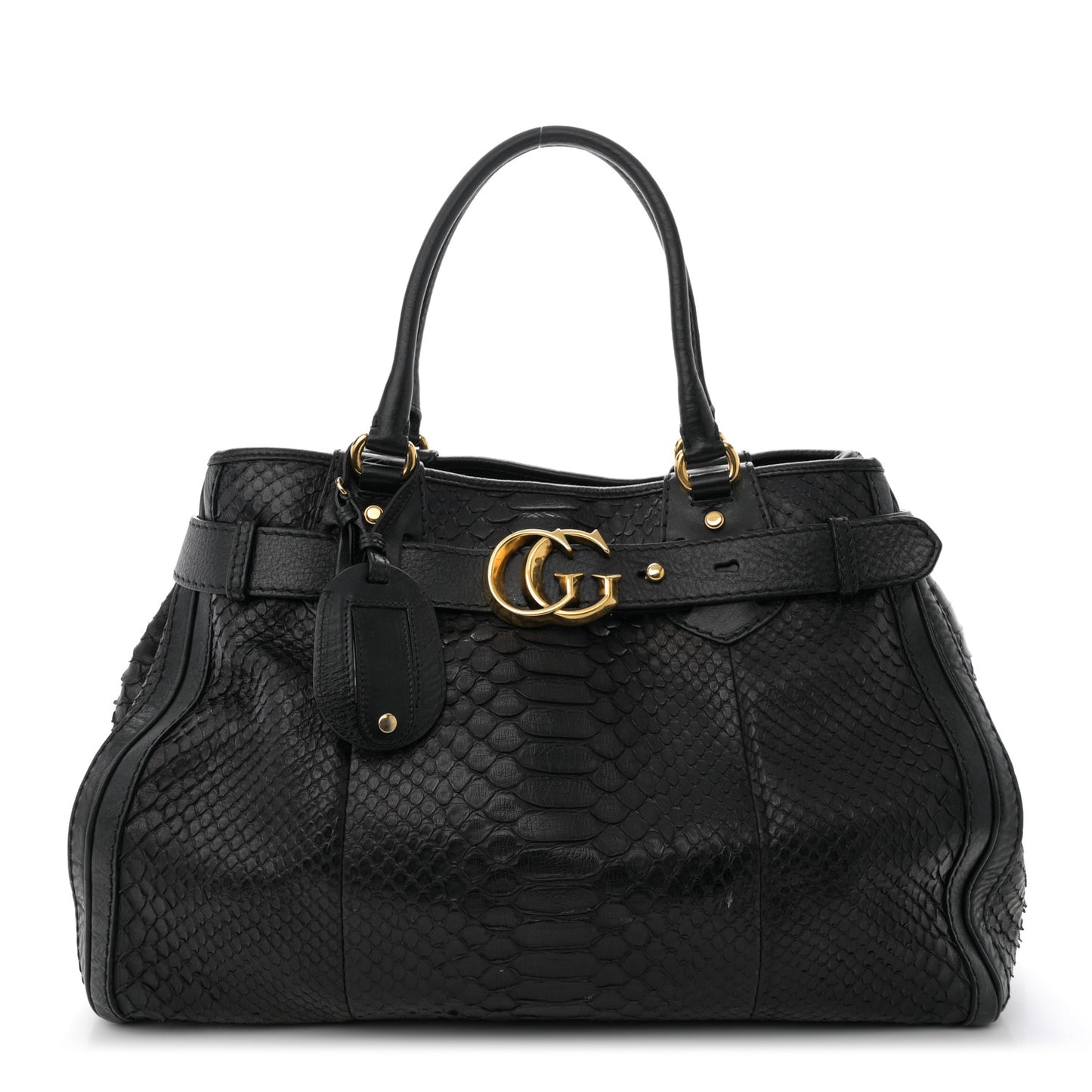 Snakeskin Large GG Running Tote Black