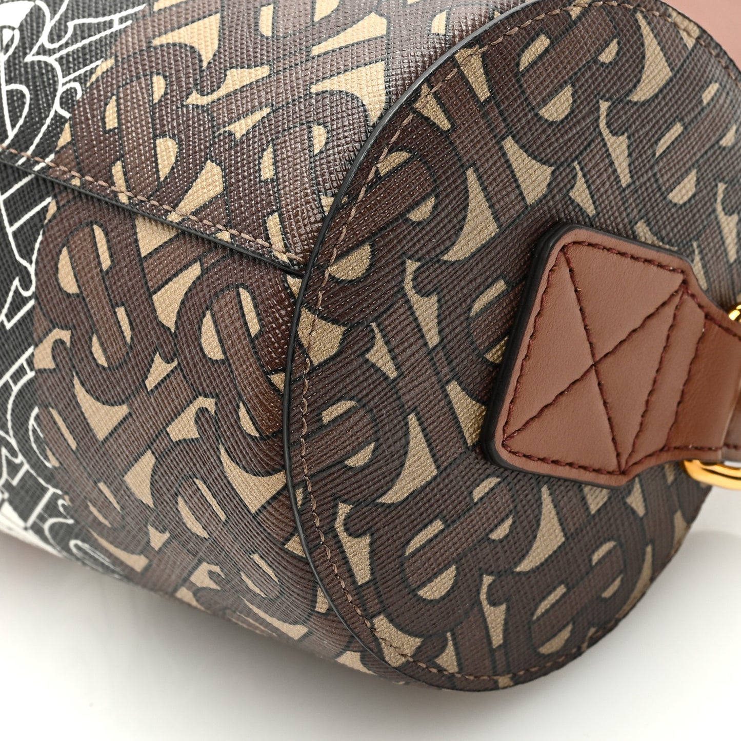 E-Canvas Monogram Stripe The Barrel Bag Bridle Brown