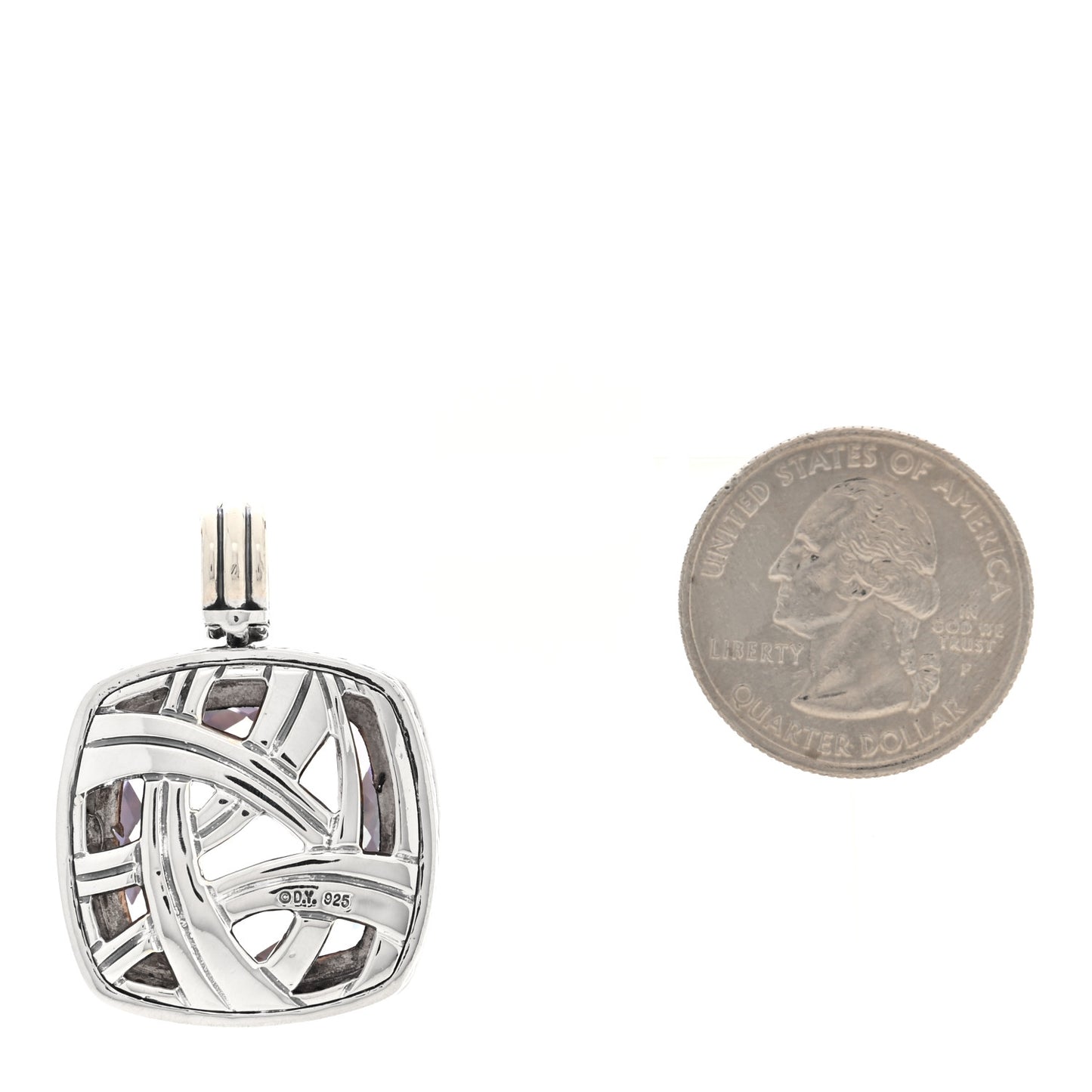 Sterling Silver Diamond Amethyst 20mm Albion Enhancer Pendant