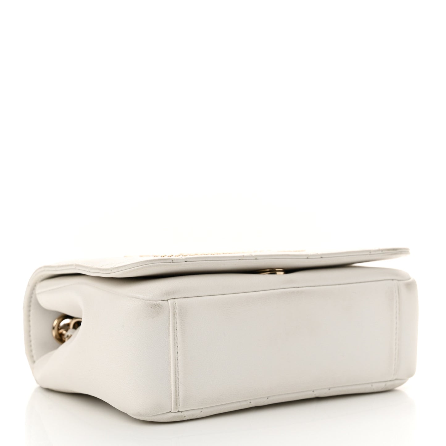 Lambskin Quilted Studded Beauty Begins Flap White