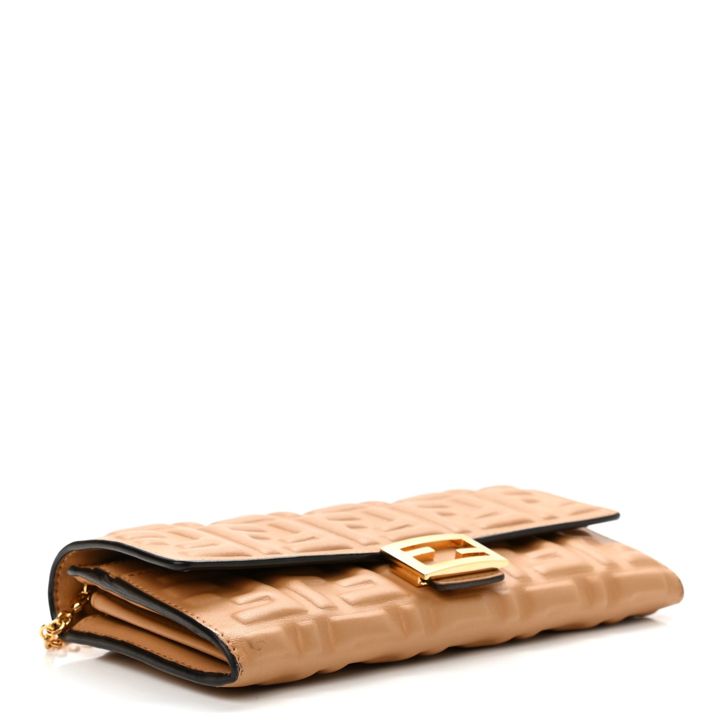 Nappa Matisse FF Embossed Continental Wallet on Chain Miele Scuro