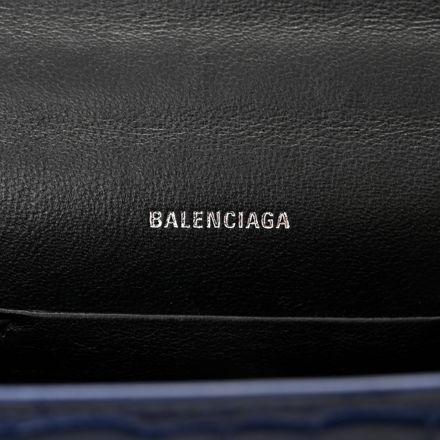 Shiny Calfskin Crocodile Embossed XS Sharp Top Handle Bag Navy